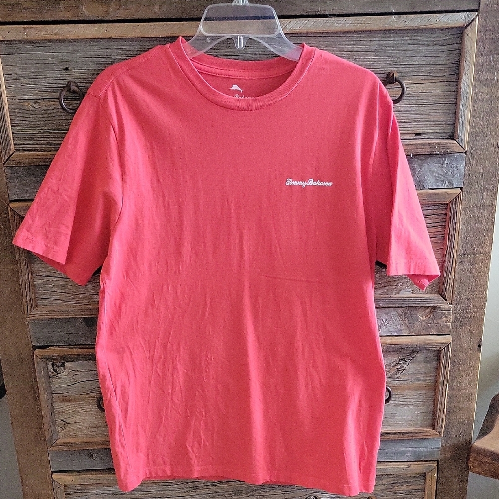 Tommy Bahama Coral Short Sleeve Tee, Pitcher/Catcher Back Logo.